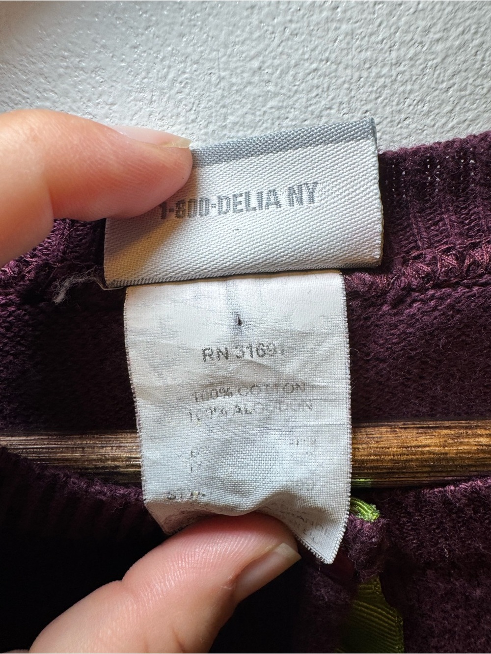 dELiA*s Plum Crewneck Cardigan with Red Buttons - Picture 3 of 11
